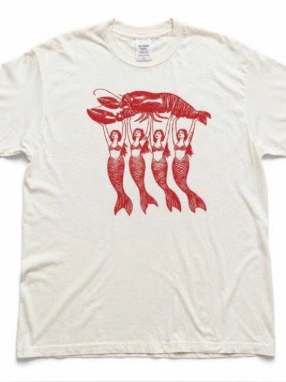 -Style Red Mermaid Lobster Graphic T-Shirt - Unbranded
